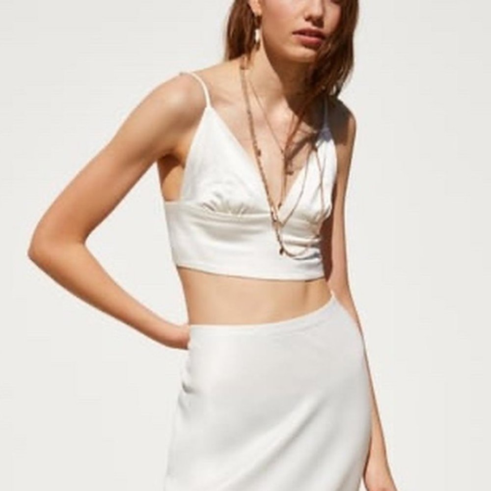 ZARA White Satin Crop Top / Bralette
